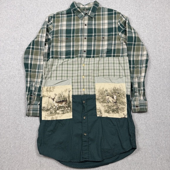 L.L. Bean Tops - LL Bean Signature Slim Fit LT Deer Patchwork Plaid Cotton Button-Up Shirt Farm
